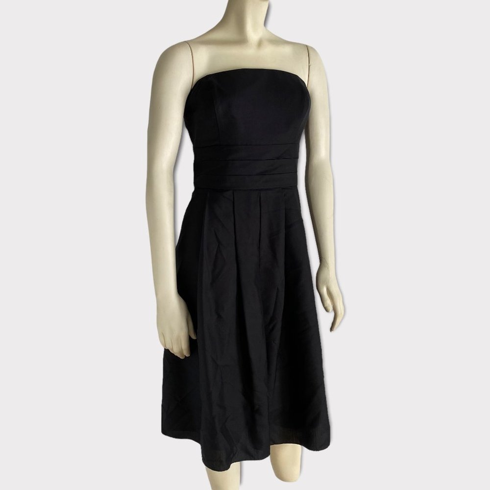 size 8 dress Ann Taylor strapless 100% silk sheath‎ black midi y2k